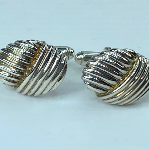 Tiffany & Co Large SeaShell Style Line Oval Cufflinks 925 10.4g JR304